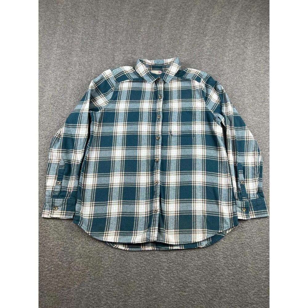 SO Men's Casual Plaid Button-Up Shirt Size Medium